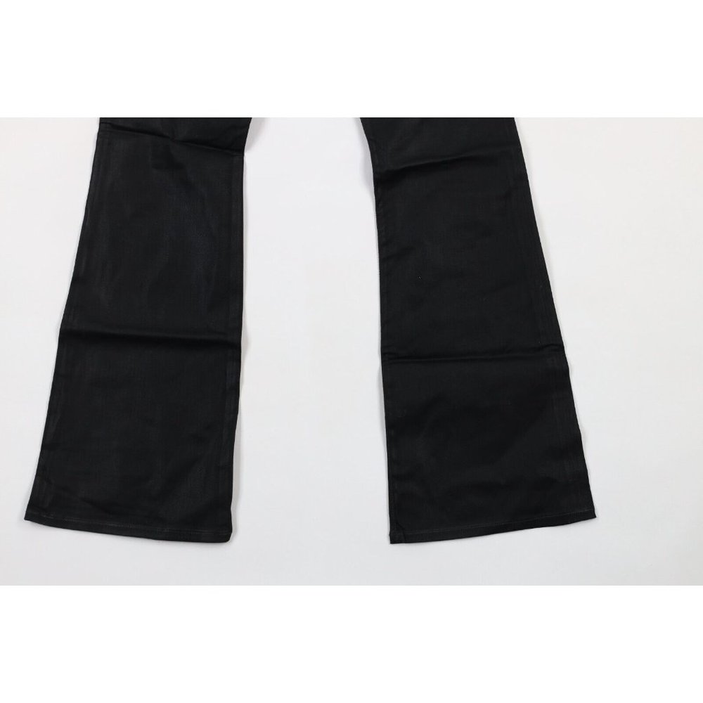 NOS Vtg Y2K Von Dutch Women 31 Spell Out Wide Leg Flared Stretch Jeans Black USA - Picture 10 of 12